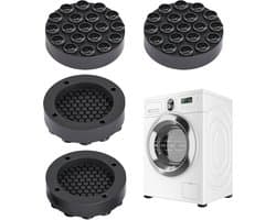 Trillingsdempers wasmachine - Wasmachine pootjes - Antivibratie pads - Witgoed accessoires - Geluidsdemper - Wasmachine verhoger - Anti slip mat - Droger accessoires - Trillingsdemper - Vloerbescherming - Demper wasmachine - Zwart - 4 stuks