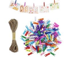 100 Stuks Kleine Houten Knijpers Multicolor voor Foto's, Kaarten en Decoratie — afbeelding 1
