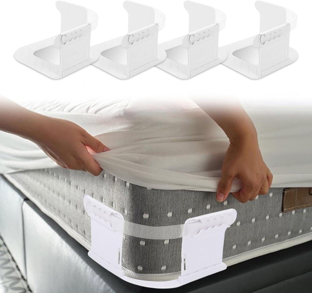 Cosensi - Bedlakenhouders, antislip spanners voor stevige lakhouder - set van 4 - Hoekslot voor 15-30 cm dikke lakhouder - Houdt bedlaken strak op zijn plaats — afbeelding 1