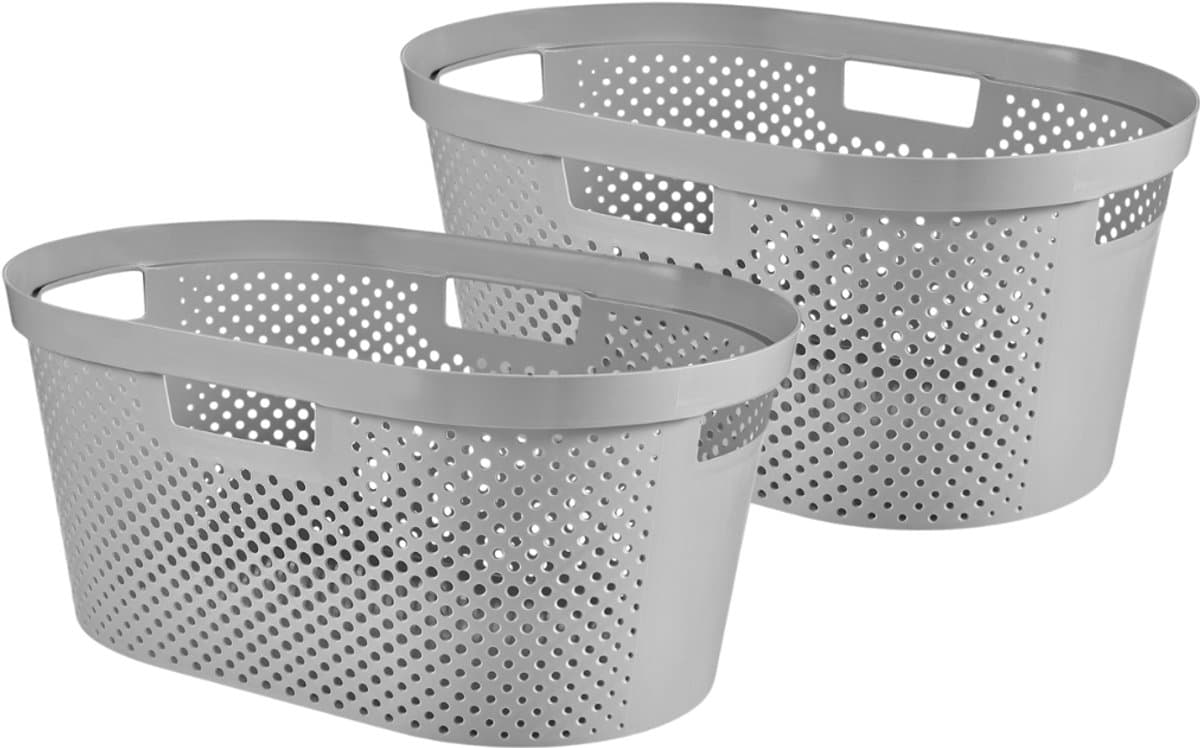 Curver Infinity Recycled Dots Wasmand - 40L - 2 stuks - Grijs — afbeelding 1