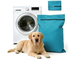 Waszakken voor huisdieren - Waszakken van twill polyester - Grote waszakken met rits - Voorkomt dat waszakken verstopt raken door dierenhaar - Waszakken voor huisdierendekens - Geweldig voor honden en katten (70x80cm) - meer blauw-L — afbeelding 1
