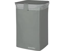 spirella Wasmand 50L - Polyester Wasmand met Deksel - Praktische Wassorteerder - Opvouwbaar Design - 34x34x52cm - Grijs