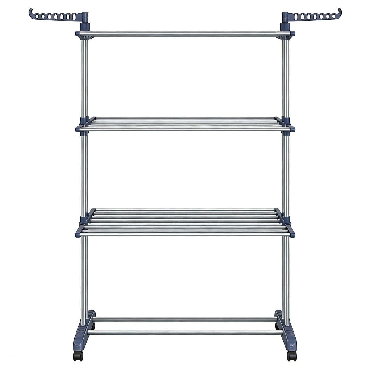 4-laags opvouwbaar vleugel-droogrek 63,5×128×173 cm grijs, verrijdbaar met wielen, opvouwbaar voor ruimtebesparing, hoog draagvermogen 35 kg, geschikt voor binnen- en buitengebruik, balkon/terras/wasruimte/gang — afbeelding 1