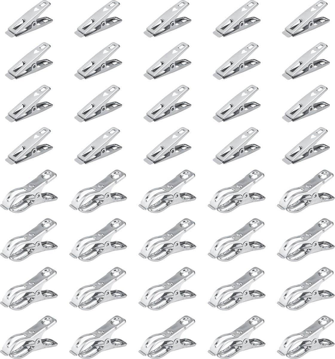 Stunq® 40 stuks roestvrijstalen wasknijpers, wasknijpers, klein, hartvormig ontwerp, wasknijpers voor strandlaken, winddichte wasknijpers voor sokken, handdoeken, kleding — afbeelding 1