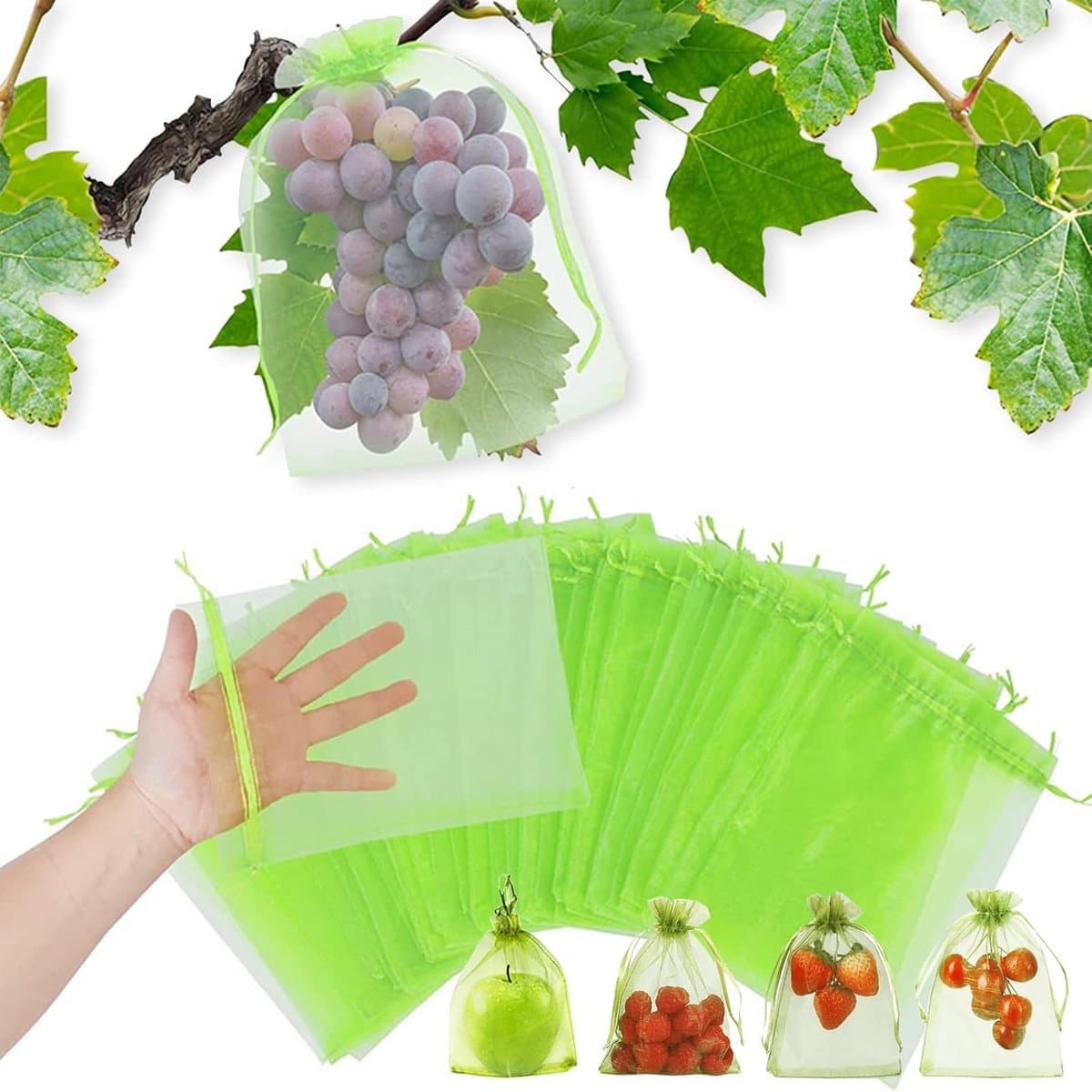 Druivenbeschermzakken 15x20 cm - 100 stuks - Bescherming tegen Wespen Vogels en Ongezie - Fruitbescherming — afbeelding 1