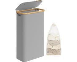 SONGMICS Wasmand met deksel, 60 liter, Grijs,LCB506G01