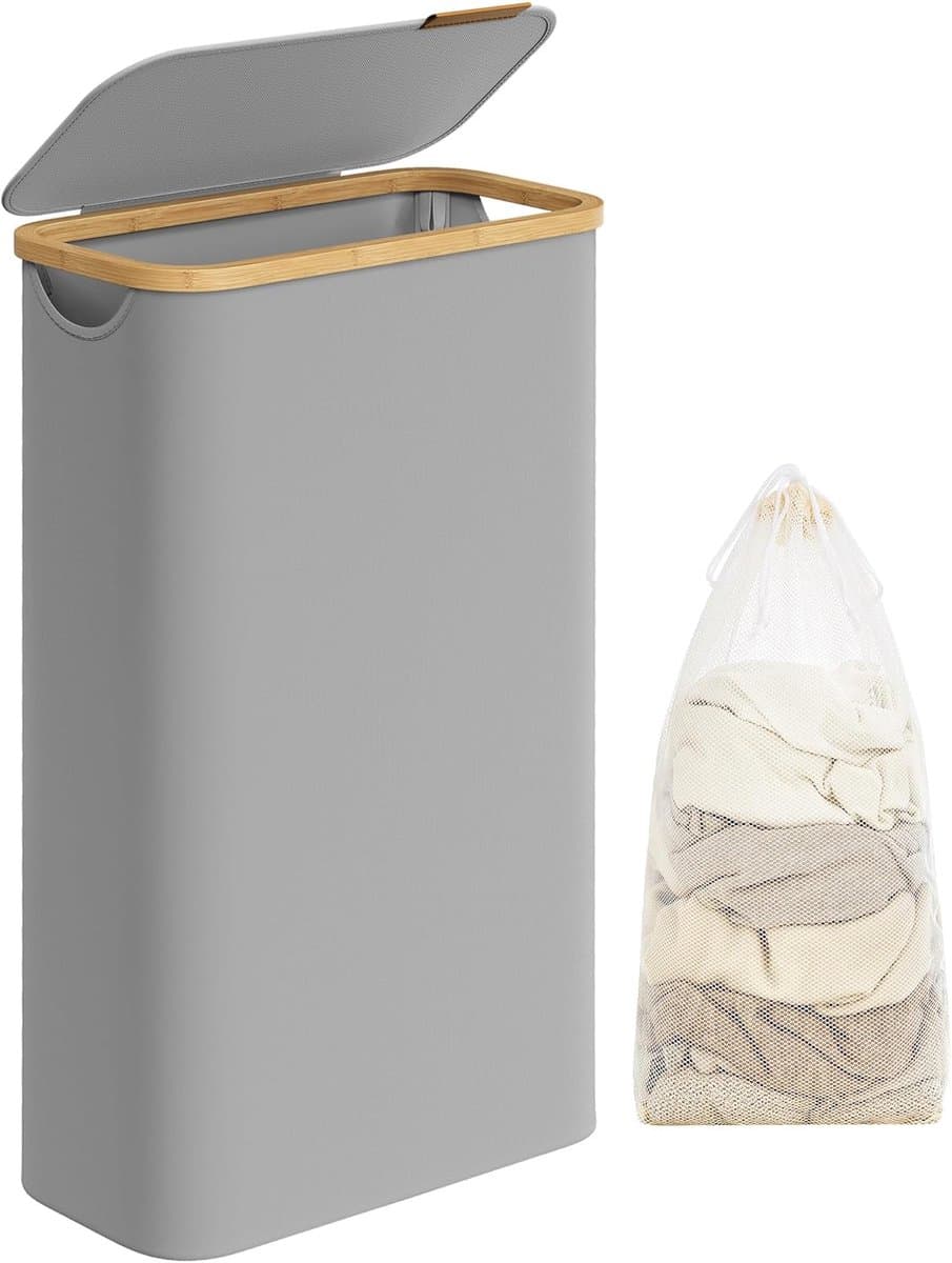 SONGMICS Wasmand met deksel, 60 liter, Grijs,LCB506G01 — afbeelding 1