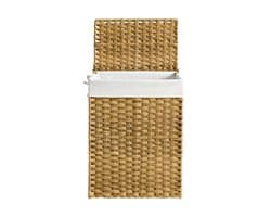 Wasmand, 46 x 33 x 60 cm, naturel, vuilewasmand met uitneembare voering en zijhandvatten, gemakkelijk te verplaatsen en schoon te maken, 90 liter grote capaciteit, stevig en duurzaam materiaal