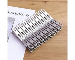 20x RVS Kledingclips - Sterke Metalen Waslijn Pinnen voor Sokken, Handdoeken en Afdichten