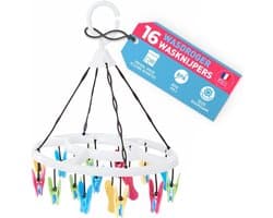 Wasknijpers met 16 zachte clips in diverse kleuren — afbeelding 1