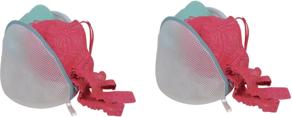 MSV Waszak voor delicaat wasgoed - 2x - lingerie/bh waszak - wit - 11 x 18 x 13 cm — afbeelding 1