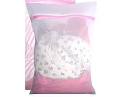 Waszakken - Wit / Roze - Polyester - 20 x 29 & 30 x 39 cm