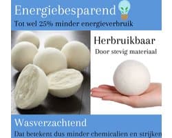 6x Energiebesparende Wasdroger ballen van wol - Wasbol anti pluis - Drogerballen voor wasmachine - Wasverzachtende Droogballen - Wasbol - Wasdrogerballen - Wasbollen - Droogballen voor droogtrommel - Wasballen voor wasmachine - — afbeelding 1