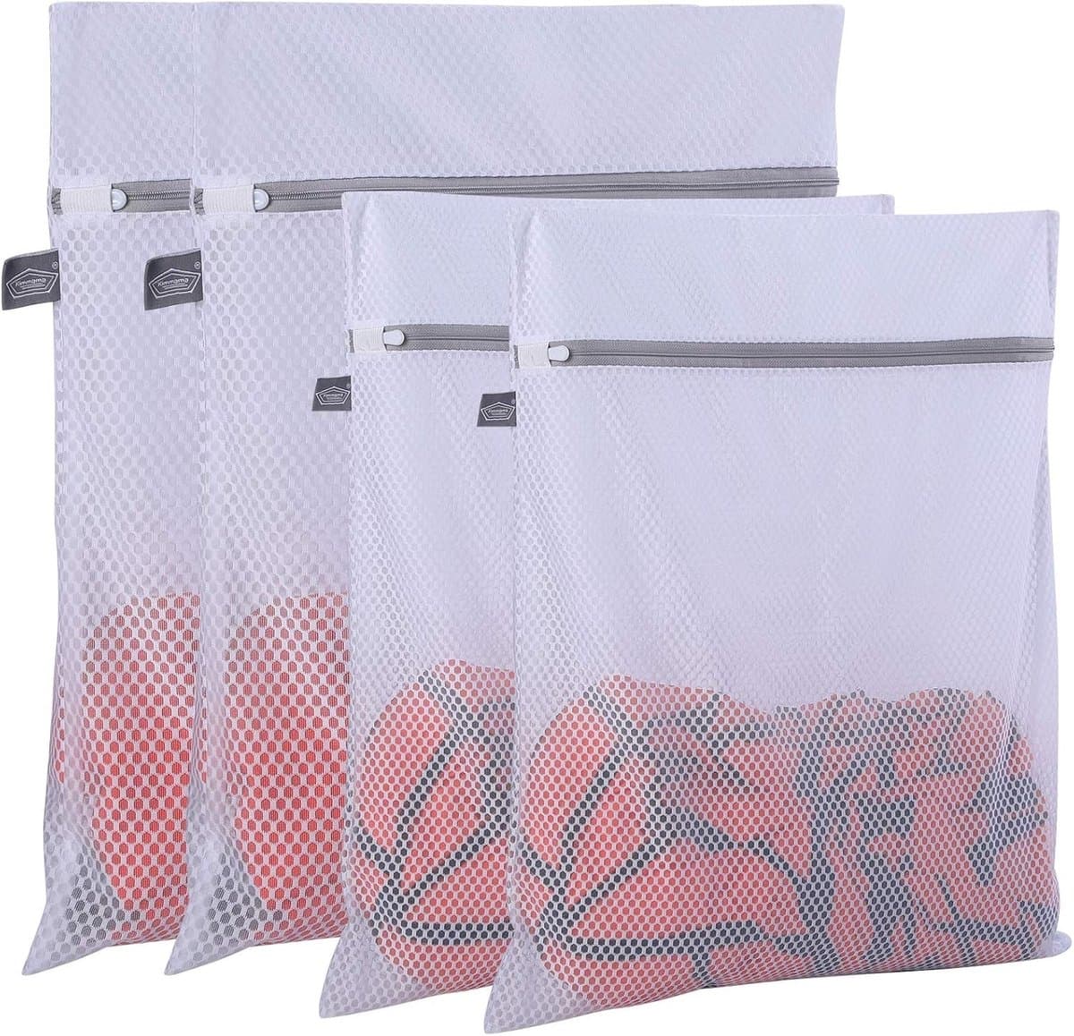 Wasnetjes met ritssluiting - Wit - Set van 4 Waszakken in 2 Maten - Mesh Waszakken voor Delicate Kleding - Voor Wasmachine en Droger — afbeelding 1