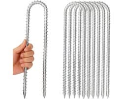 Grondankers - U-vormige nagels - 30 cm - Gegalvaniseerd Staal - Voor Tenten, Trampolines en Tuinhuisjes