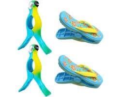 Solidchoice - Set van 4 Strandhanddoek Klemmen in Leuke Stijl
