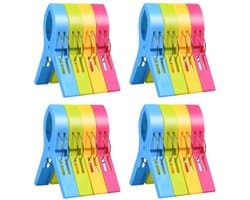 Grote Wasknijpers - Handdoekklemmen - Windvast en lichtgewicht - 16 Stuks - Ideaal voor Strandhanddoeken - Antislip Ontwerp voor Eenvoudi...