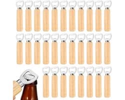 30 stuks houten flesopeners, flesopener met houten handvat, cadeau voor mannen en bierliefhebbers