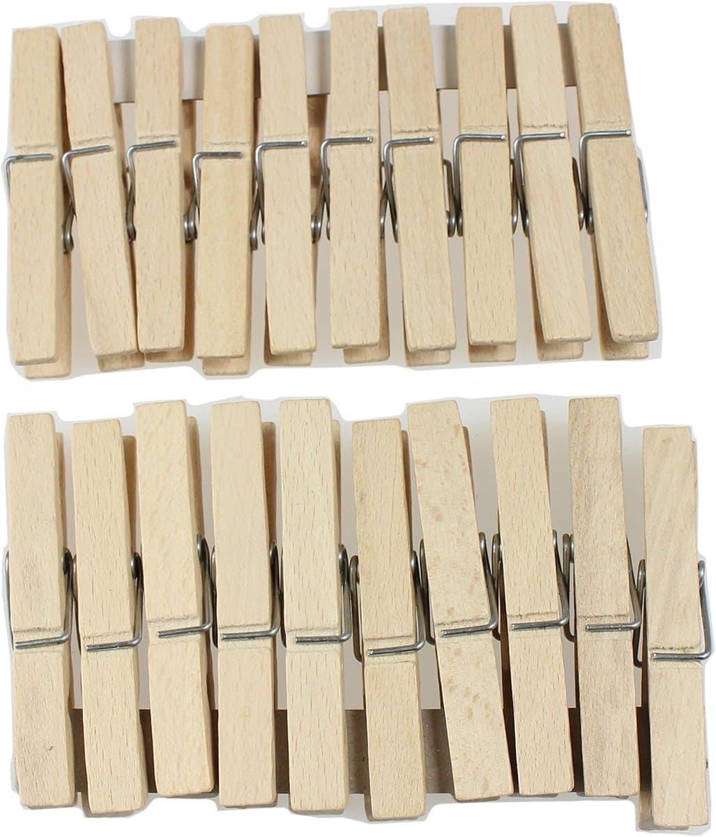 Wasknijpers - multifunctionele clips voor kleding en ambachten - houten haringen voor waslijn - stevige wasknijpers set - 20 stuks — afbeelding 1