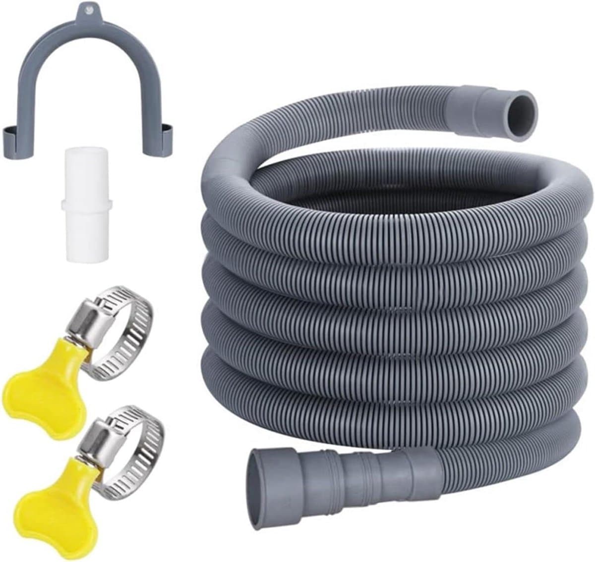 Vaatwasser Afvoerslang - Verlengset Wasmachine - Afvoer Verlengen - Knikvrij Ontwerp - 1.5 Meter - Grijs — afbeelding 1