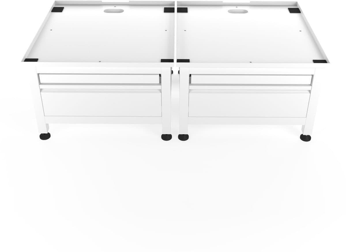 Wasophoogte® Wasmachine verhoger met lade en droogrek - Dubbele wasmachine opbouwmeubel - Wasmachine sokkel - 42cm hoog - Wit - Universeel - 65*60,5 (LxB) - Inclusief wandbeugels — afbeelding 1