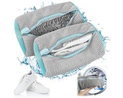 Schoenwaszak Set van 2 - Waszak voor de Wasmachine, Anti-Deformatie, Ideaal voor Sneakers en Sportschoenen, Netstructuur met Ritssluiting