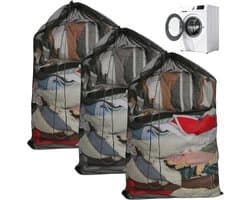 Grote Waszak voor Wasmachine - Zwart - 60 x 90 cm - Fijnmazige Waszak met Trekkoord - Voor Kleding, Beddengoed en Opberging