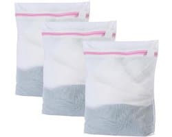 Waszak Driedelige Set - Waszakken met Rits - Mini Waszak 25 x 30 cm - Ondergoed/Sokken/Baby Kleding - Fijnmazig Net - Wasnet
