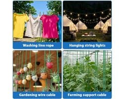 Waslijn caravan - Groen - 4 mm Diameter - PVC-gecoate Stalen Kern - Voor Buitengebruik en Tuin