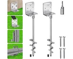 Grondanker - Zwart - 50 cm - Stalen Spiraalgrondanker met L-basis - Voor Camping en Tuinbevestiging