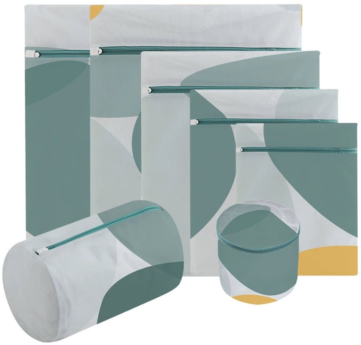 Waszakjes - Wasnetten - 6 stuks - Sterke Waszakken - met Rits - 6 maten - Waszak voor wasmachine blouses, beha's, ondergoed, beddengoed, mantels, textiel - Set 05 — afbeelding 1