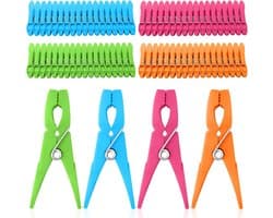 Wasknijpers, stevige plastic en kleurrijke kunststof wasknijpers, windbestendig, voor waslijnen en kleerhangers