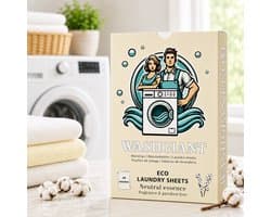 Washgiant Wasstrips Neutral Essence – Parfumvrij Wasmiddel – Wasmiddeldoekjes – Microplasticvrij – 44 Wasbeurten
