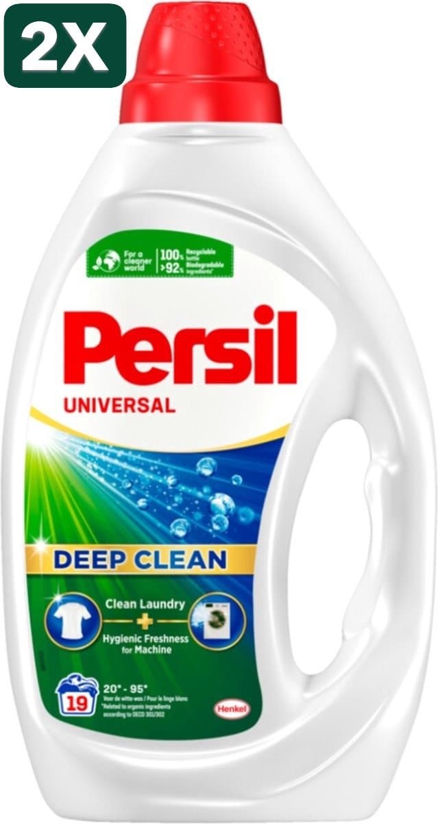 2 x Persil Universal - Deep clean - Vloeibaar Wasmiddel - Witte en Gekleurde Was - 19 Wasbeurten — afbeelding 1