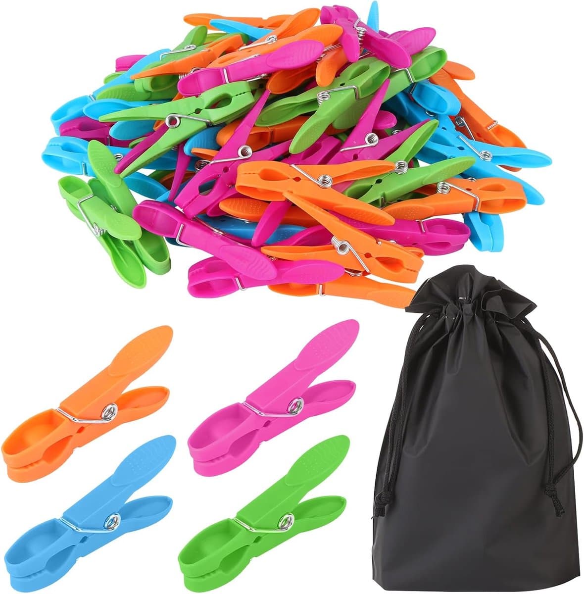 Wasclips Set van 60 Stuks - Duurzame Plastic Kledingclips - Sterk en Windbestendig - Zachte Afwerking Voor Kleding, Papier en Meer — afbeelding 1