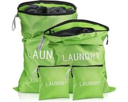 SnelShoppen - 4-Pack Waterdichte Waszakken Voor Vuile Kleding - 3 Maten - Natzakken Voor Zwemmen, Yoga, Workout - Vouwbare Waszakken Voor Reis, Gezins