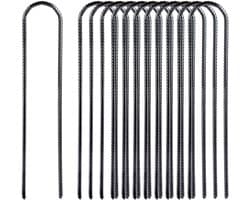 SnelShoppen - Pack van 12 Grondankers, Trampoline Haken, 30 cm U-vormige Gegalvaniseerde Grondankers, Tent Haringen, Storm Tent Pegs voor Camping en T