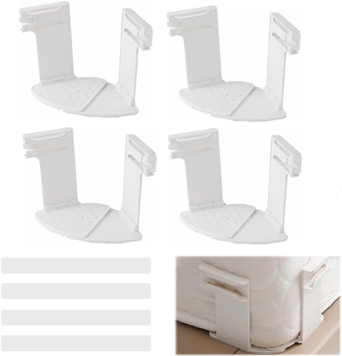 Set van 4 lakenhouders met vergrendelstrips en afneembare clips | Stevige, antislip lakenbevestigingen voor matrasbeschermers, dekens en beddengoed — afbeelding 1