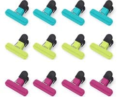 12 Stuks Kleine Sealing Clips voor Voedsel, Plastic Bag Clips voor Snacks, Koffie en Versheid (7.5 * 6.5cm)