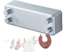 Intrekbare Waslijn - Droogrek Dubbel - Kleding Drogen - Ruimtebesparend Ontwerp - 1 meter - Zilver