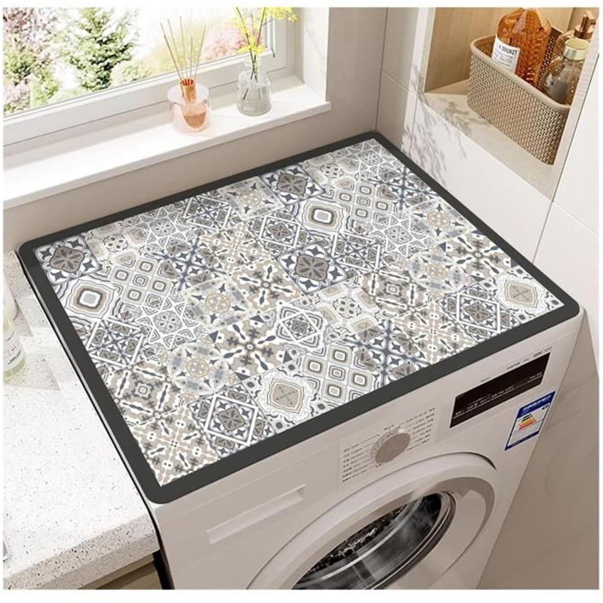 LISM-Wasmat voor op de wasmachine, absorberende mat met retro mandala-patroon — afbeelding 1