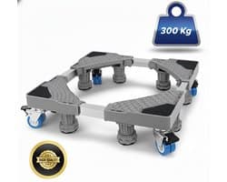 LUXEVI Wasmachine Verhoger met Wielen - 8 Poten - Verstelbaar 45-75 cm - 300 kg - Zilver - Wasmachine Opbouwmeubel - Wasmachine Sokkel - Kast - Ook voor Droger, Koelkast, Vaatwasser en Vriezer
