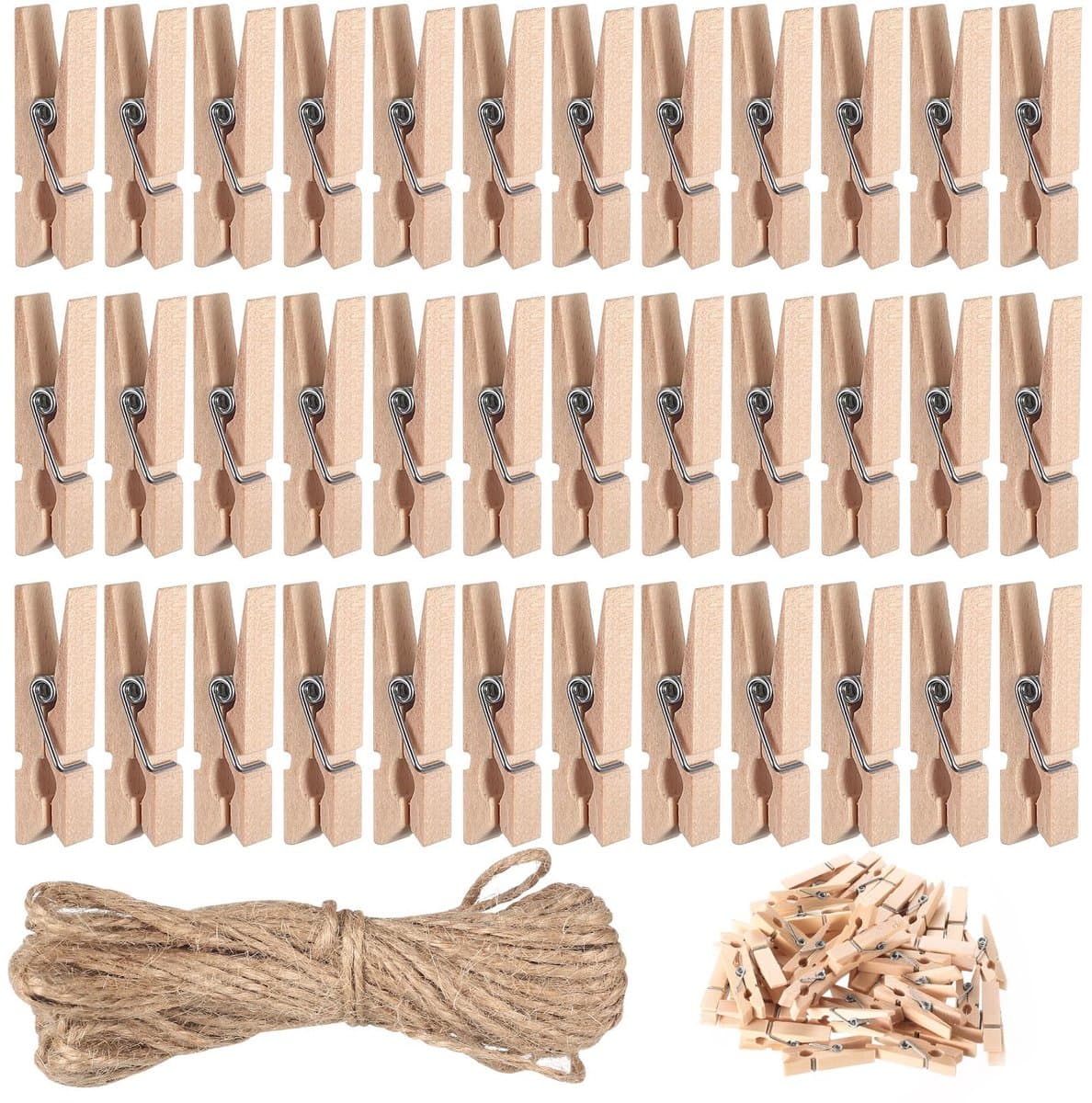 Dailygoods - 160 Stuks Houten Wasknijpers Klein - Mini Knijpers voor Foto's en DIY Decoratie — afbeelding 1