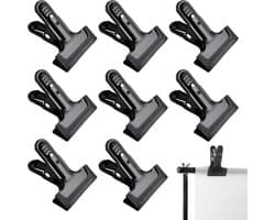 SnelShoppen - 8 Stuks Spring Clips Fotografie Achtergrond, Robuuste metalen klemmen met rubberen beschermhoes, Non-slip clips voor achtergronddrager,