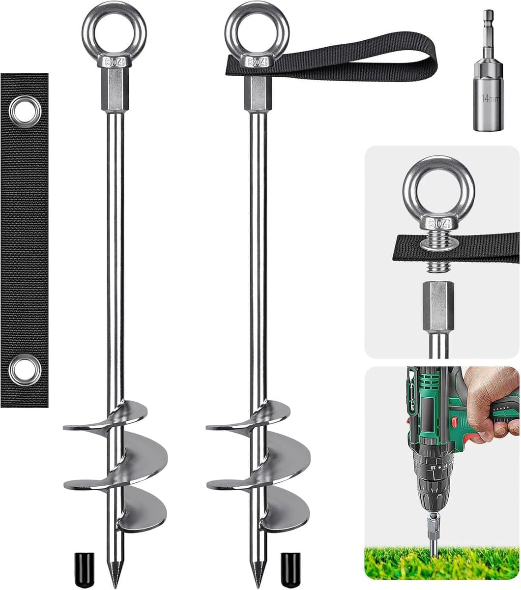 SnelShoppen - Stabiel Grondanker Grondpen Metalen 45cm Spiraal Stormanker voor Trampolines, Schommels, Camping, Schuren, Honden, Carport, 2 Pak — afbeelding 1