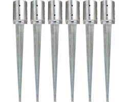 vidaXL - Grondpinnen - 6 - st - 10x76 - cm - gegalvaniseerd - staal - zilverkleurig