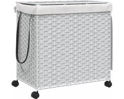 vidaXL - Wasmand - op - wielen - 60x35x60,5 - cm - rattan - wit