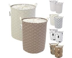 2 stuks 19.7 inch trekkoord wasmand opbergsorter, opvouwbare pop-up wasmanden, waterdicht rond catoenen linnen (golf, oordeel 49.7 cm/groot)