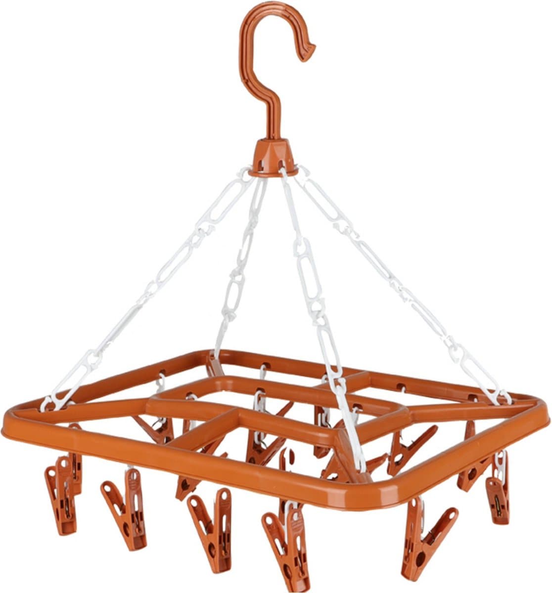 Urban Living Wasgoed droogcarrousel/droogmolen - 18 clips/knijpers - terra - kunststof - 31 x 33 cm — afbeelding 1