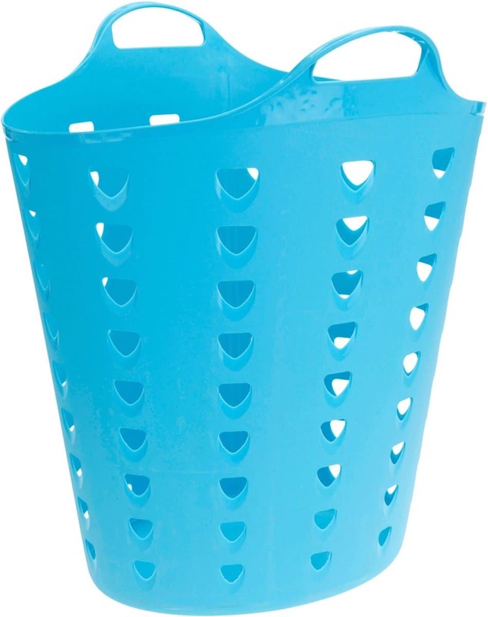 Excellent Houseware Flexibele wasmand - blauw - 60 liter - kunststof - 47 x 50 cm — afbeelding 1